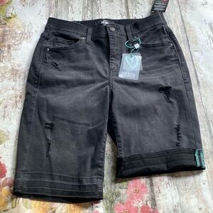 NWT LuLaRoe Distressed black bermuda shorts
